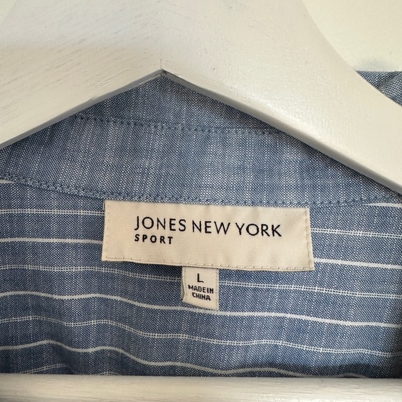 Jones New York Women's Striped Button Down Shirt - Blue and White - Picture 4 of 4